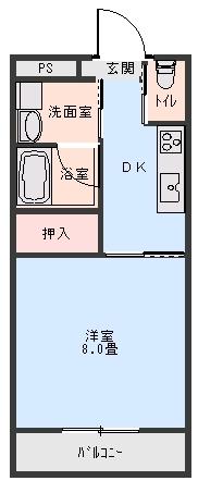 エメローズ南蔵王(1K/1階)の間取り写真