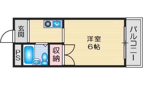 クローバーMオザキA(1K/2階)の間取り写真