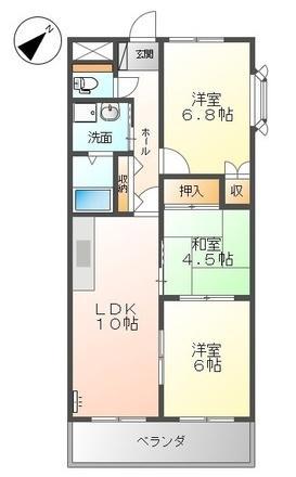 ルナ・アルカディア貮番館(3LDK/1階)の間取り写真