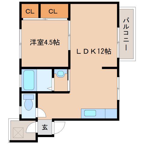 F.Sマンション(1LDK/1階)の間取り写真