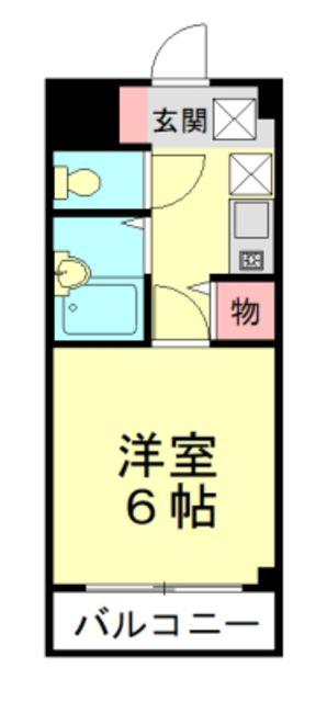 PLUMAS上福岡II(1K/2階)の間取り写真