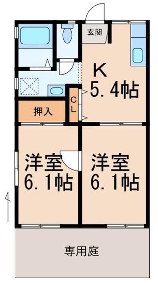 ＪＲ和歌山線 岩出駅 徒歩3分 2階建 築38年(2K/1階)の間取り写真