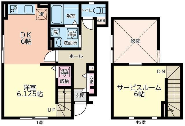 ベル・ロセアン(1SDK/1階)の間取り写真