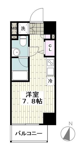 スパシエロッサ横浜吉野町(ワンルーム/6階)の間取り写真