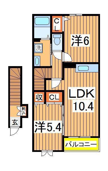 イースト2(2LDK/2階)の間取り写真