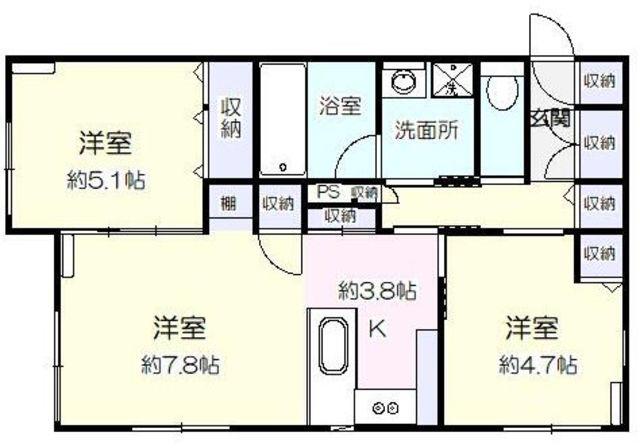 MAISON DE TROIS(2LDK/1階)の間取り写真