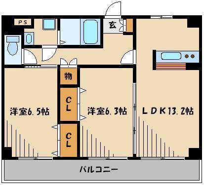 アムール街道(2LDK/2階)の間取り写真