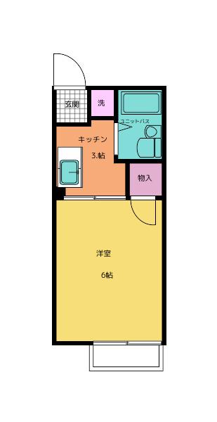 シティハイム小澤(1K/1階)の間取り写真