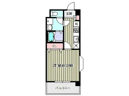 ＪＲ大阪環状線 寺田町駅 徒歩3分 8階建 築17年(1K/7階)の間取り写真