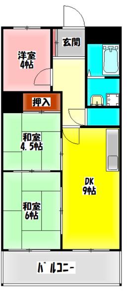 三福ビル(3DK/4階)の間取り写真