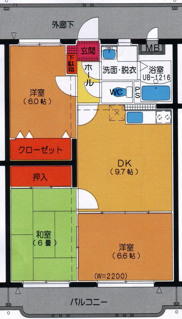 ユーミー平松(3DK/2階)の間取り写真