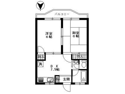 コーポエム(2DK/2階)の間取り写真