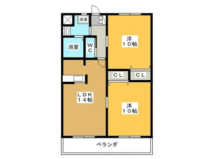 ラフォーレ駒形(2LDK/2階)の間取り写真