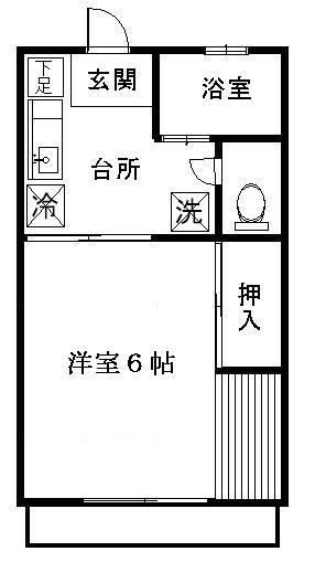 コーポスワベ(1K/2階)の間取り写真