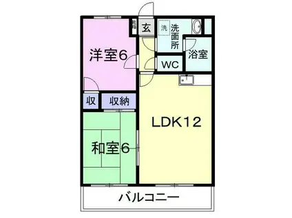 コンフォール富士(2LDK/2階)の間取り写真