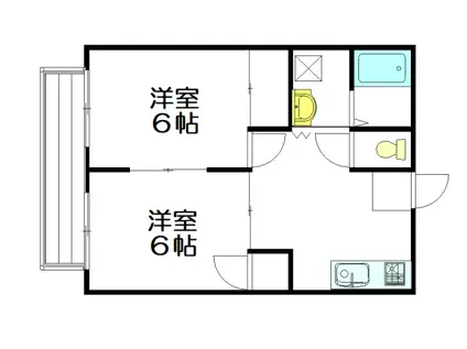 庄原ハイツ(2DK/1階)の間取り写真