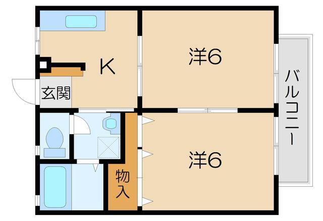 ハイツ田園(2K/2階)の間取り写真