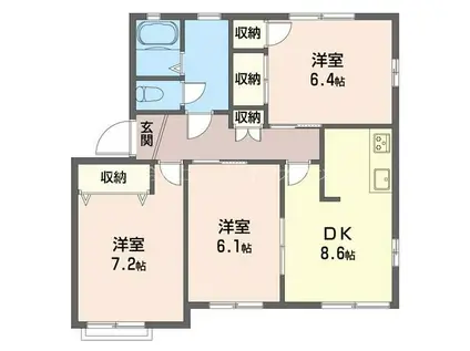 ローゼンハイム湘南A(3DK/1階)の間取り写真