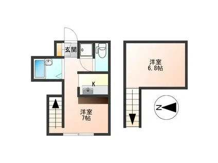 ビートルズハウス(1K/2階)の間取り写真