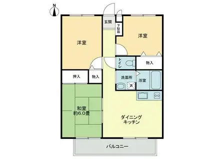 フォブール多田(3DK/1階)の間取り写真