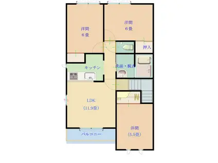 サンリットスクエア(3LDK/2階)の間取り写真