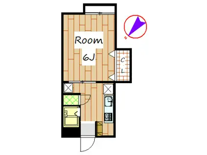 ハイツフレンド大島I(1K/2階)の間取り写真