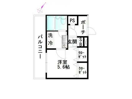 コブロスハイツ大蔵(1K/5階)の間取り写真