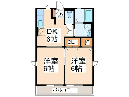 キャピタルコートI(2DK/1階)の間取り写真