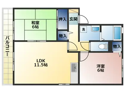 セジュール蜷田弐番館(2LDK/2階)の間取り写真