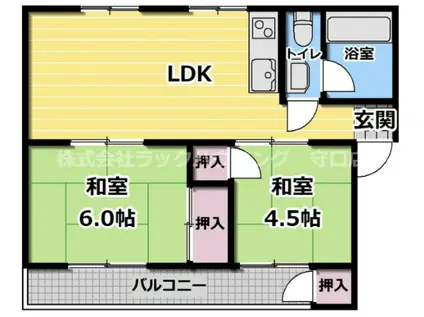 東田マンション(2LDK/1階)の間取り写真