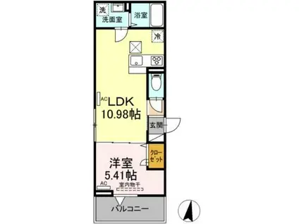 D-ROOM堀切1丁目(1LDK/1階)の間取り写真