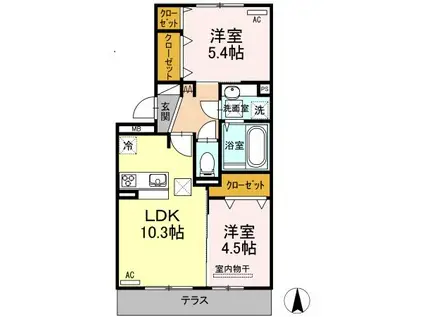サンフラワー須屋(2LDK/1階)の間取り写真