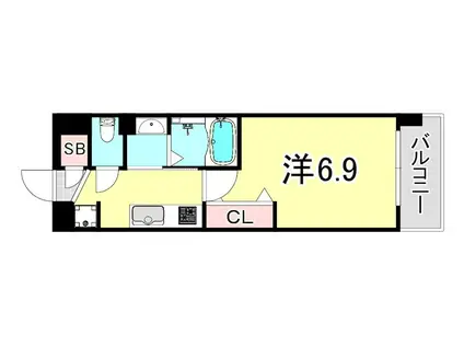 LUXE塚口(1K/2階)の間取り写真