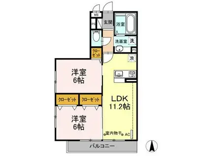 シャンティ鶴見(2LDK/2階)の間取り写真