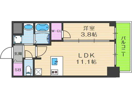 プレサンス京町堀(1LDK/7階)の間取り写真