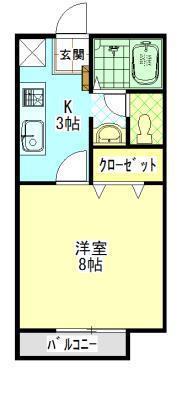 サンロイヤル南蔵王 A(1K/1階)の間取り写真