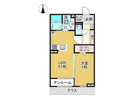 ミライエ・ルッソ(1LDK/1階)の間取り写真