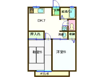 スリースター竹山(2DK/1階)の間取り写真