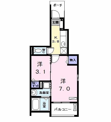 DUE HAPPINESS(2K/1階)の間取り写真