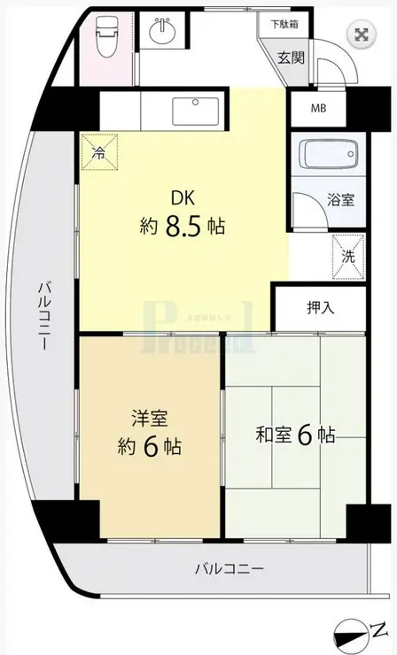 王子スカイパレス 4階階 間取り