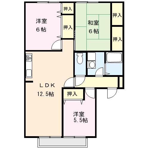 シャルムII(3LDK/2階)の間取り写真