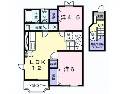 幹・はうす(2LDK/2階)の間取り写真