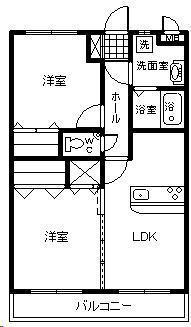 フローランテ2(2LDK/1階)の間取り写真