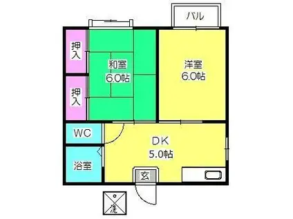 アートインシリウスII(2DK/2階)の間取り写真