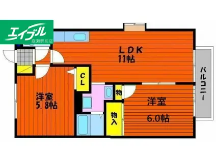 インペリアルパレスB(2LDK/2階)の間取り写真