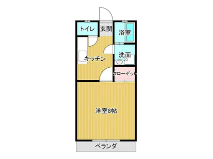 コーポアイD(1K/1階)の間取り写真