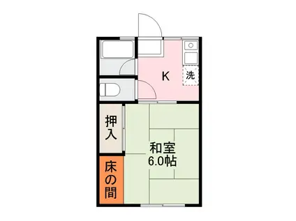 シティハイムコーポM II(1K/2階)の間取り写真