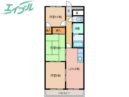 ノーブルライフB(3LDK/2階)の間取り写真