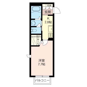 プルミエールA棟(1K/1階)の間取り写真