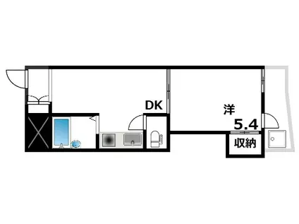 グリーンハイツ山水C棟(1DK/1階)の間取り写真